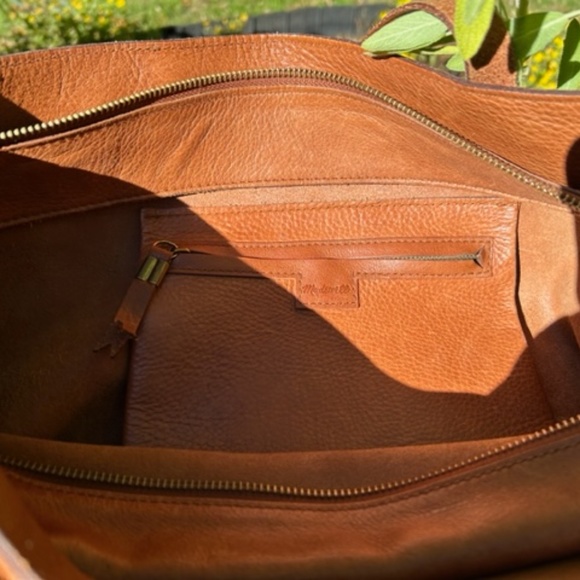 Madewell Zip-Top Transport Tote Handbag English Saddle - Picture 6 of 8
